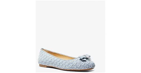 michael kors honey|Honey Logo Embossed Washed Denim Ballet Flat .